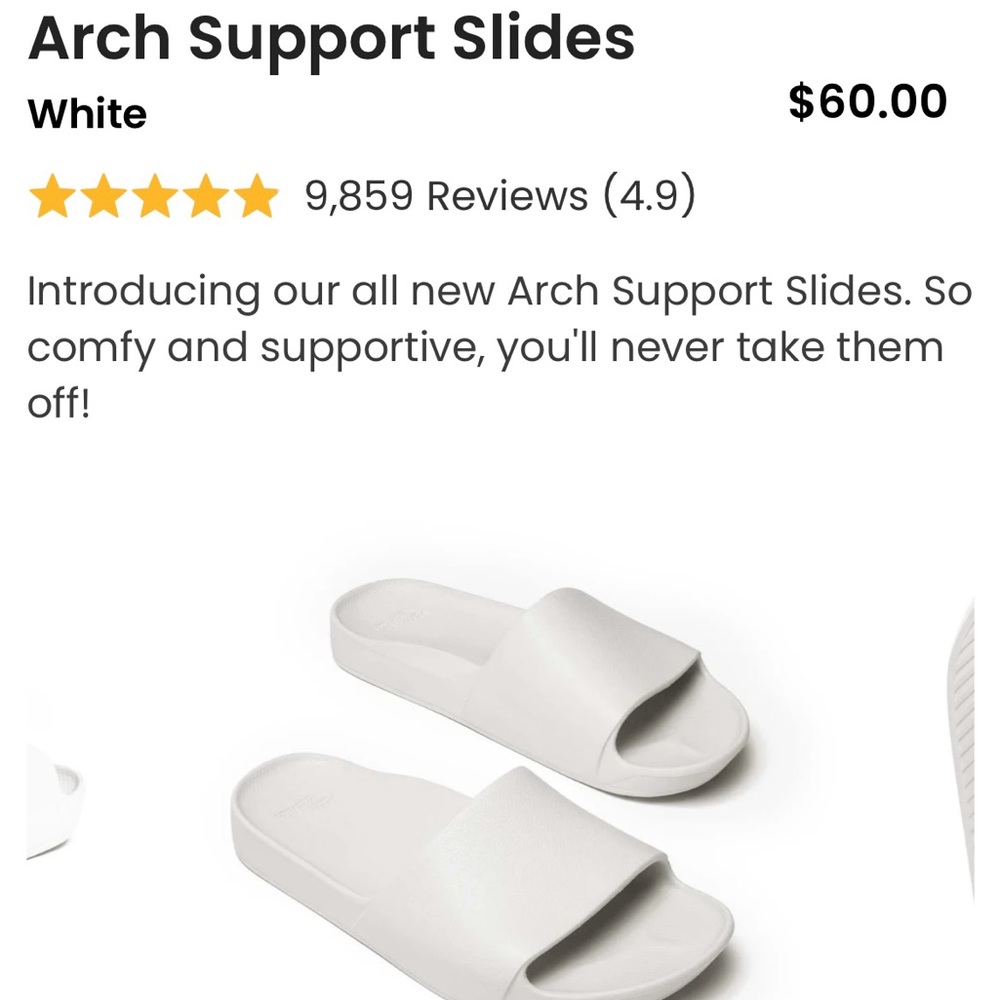 Archies white slides size 7 women’s brand new never worn